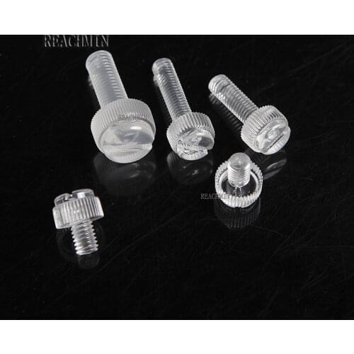 1000PCS M4*6/8/10/12/16/20/30MM ANTI RUSTED Transparent Acrylic PC Knurl Hand Screw Clear Computer Polycarbonate Slotted Screw