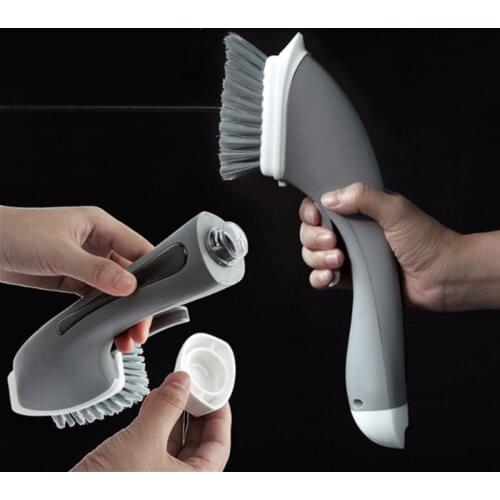 Washing Brush Add Liquid Dispenser Basin Cleaning Scrubber Multifunction Long Handle Kitchen Bathroom Corner Dusting Brushing