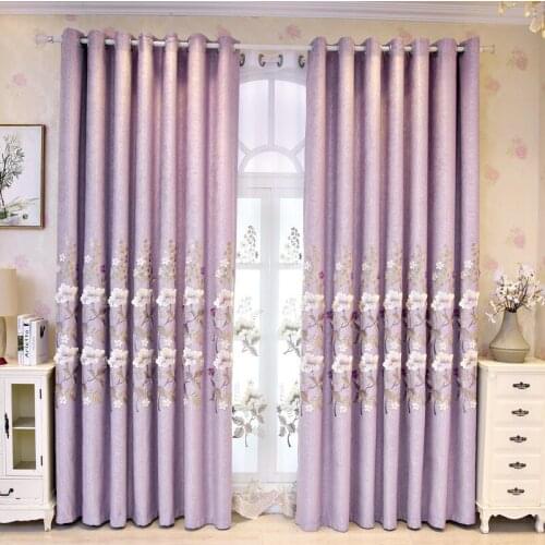 NewPurple Luxury Beautiful Girl Princess Style Flower Jacquard Chenille Embroidery Curtains For Living Bedroom Dining Room