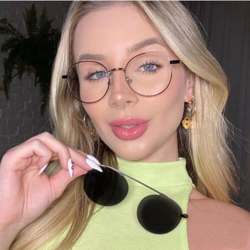 Clip On Polarized Sunglasses Men And Women 2021 Fashion Brand Designer Round Black Sun Glasses 2 in 1 Driving Eyewear Gafas sol