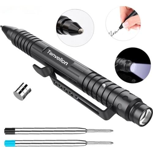Self Defense Tactical Pen Emergency Flashlight Writing Safety Protection Security Personal EDC Defensa Personal Pens Tenvellon