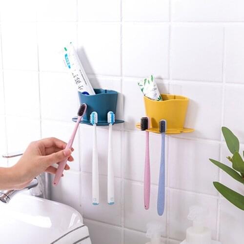 Creative Traceless Stand Rack Wall Mounted Toothbrush Organizer Razor Shaver Storage Rack Multifunction Toothpaste Storage Holde
