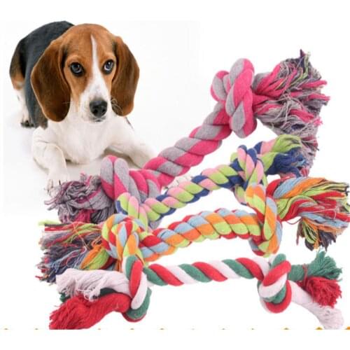 1 Pcs Dog Bite Rope Toys Pets Dogs Supplies Pet Dog Puppy Cotton Chew Knot Toy Durable Braided Bone Rope Funny Tool Random Color