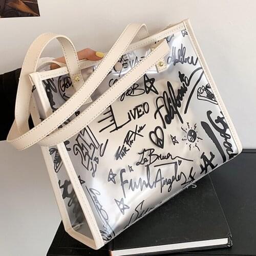 Large Capacity Shoulder Handbag 2021 New Summer Beach Bag Women Handbag PVC Waterproof Portable Shoulder Tote Bag