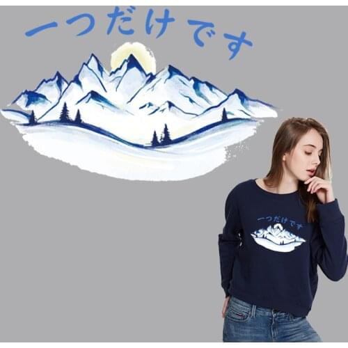 Japan moutain Iron on transfer patches for clothing iron on heat transfer ironing thermo Stickers on clothes fabric stripes diy