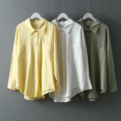 Women Clothing Turn-down Collar Double Pockets Office Ladies Long Sleeve Shirt Female Tops Blusas on 2021 Spring Summer