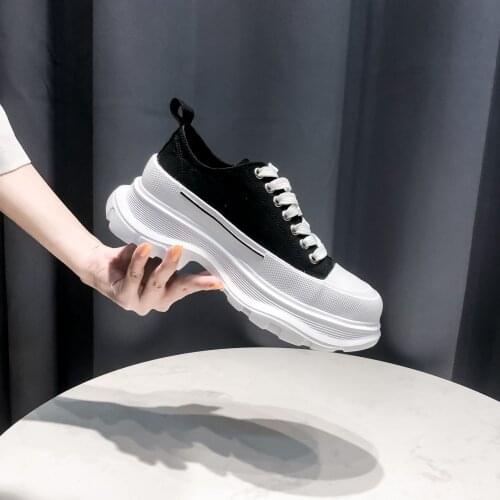 Women Casual Platform Shoes , Thick Buttom Sneakers , Canvas Shoes , Zapatos De Mujer , Height Increasing Skateboarding Shoes