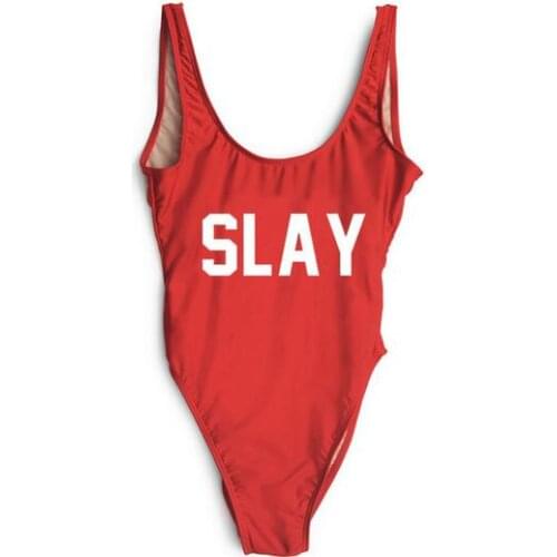 SLAY Funny One-Piece free shipping Swimwear Women open low back beachwear bathing suit jumpsuit Bodysuit one piece suit