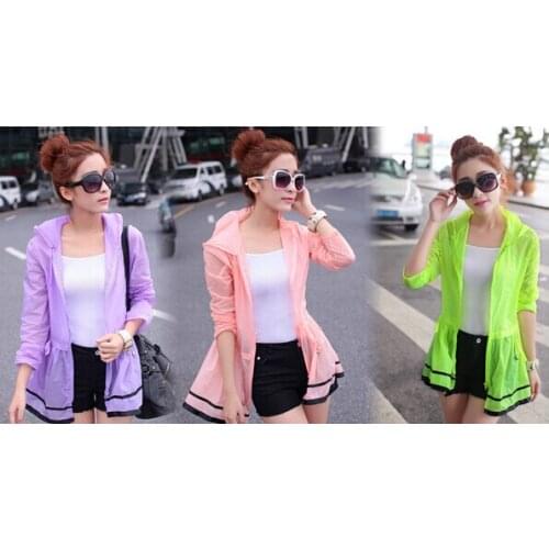 50pcs/lot fedex fast korean style woman Ultra thin transparent nylon solid full summer sun protection coat