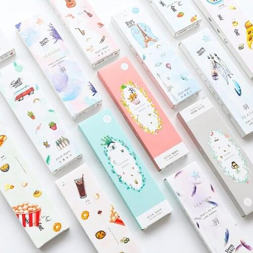 1box3007 hand-painted boxed 30 paper bookmarks creative fresh student with a beautiful bookmark card