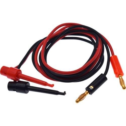 1 Pair 4mm Banana Plug to Test Hook Clip Lead Cable Gold Plated For Multimeter Test Lead Cable Equipment Connector