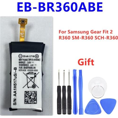 100% Original Battery EB-BR360ABE For Samsung Gear Fit2 Fit 2 R360 SM-R360 SCH-R360 Replacement Battery 200mAh + Free Tools