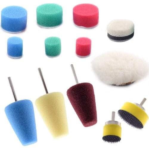 13Pcs Car Colorful Buffing Polishing Cleaning Sponge Wheel Pad Tool For Drill Accessories