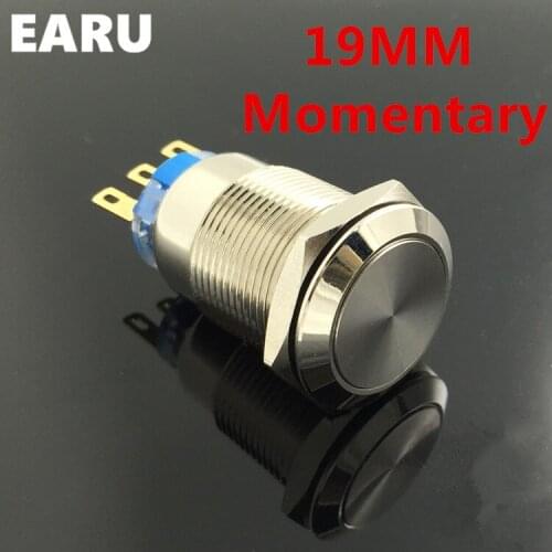 19mm Momentary Doorbell Bell Horn Push Button Switch Stainless Steel Waterproof Car Auto Engine Computer PC Power Start Starter