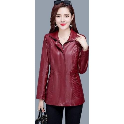 2021 Spring And Autumn New Womens Jackets Mid-Length Plus Size Womens Leather Jackets Casual Wild Women Clothing
