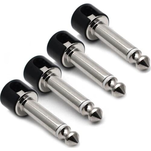 4Pcs DIY Strait Audio Solderless 6.35 Mono Plug Solder Free Plug guitar Pedal connector Chrome black