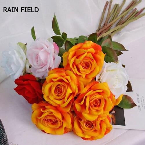 60Cm Rosered Silk Rose Artificial Flower Branch A Flower Head Beautiful Cheap Fake Flower Wedding Party Home Decoration Supplies