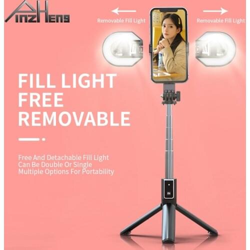 PINZHENG Wireless Bluetooth Selfie Stick Foldable Mini Tripod With Fill Light Live Broadcast Shutter Remote Control For Phone