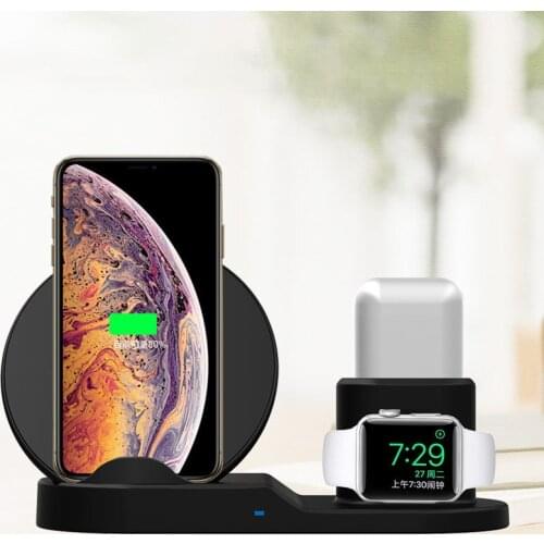 QI 10W Fast Charge 3 In 1 Wireless Charger For iPhone 11 Pro Charger Dock For Apple Watch 5 4 Airpods Pro Wireless Charge Stand