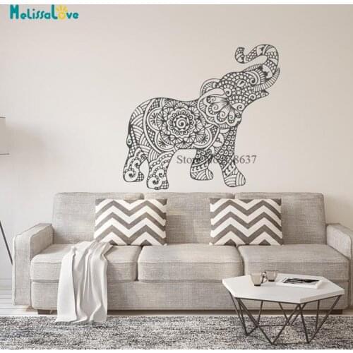 Boho Indian Mandala Elephant Living Room Family Home Decor Yoga WallArt Removable Vinyl Wall Stickers BB951