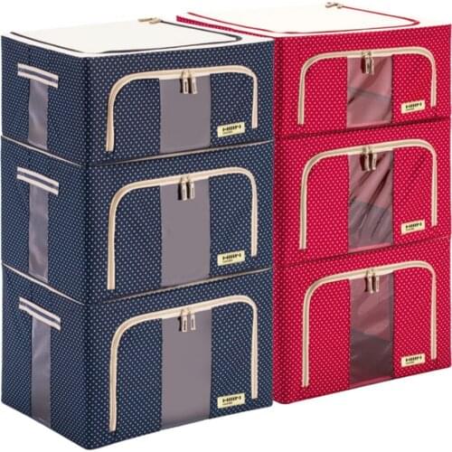 Large Clothes Organizador Sundries Storage Box Wardrobe Finishing Organizer Bag Waterproof Steel frame Oxford Zipper Folding