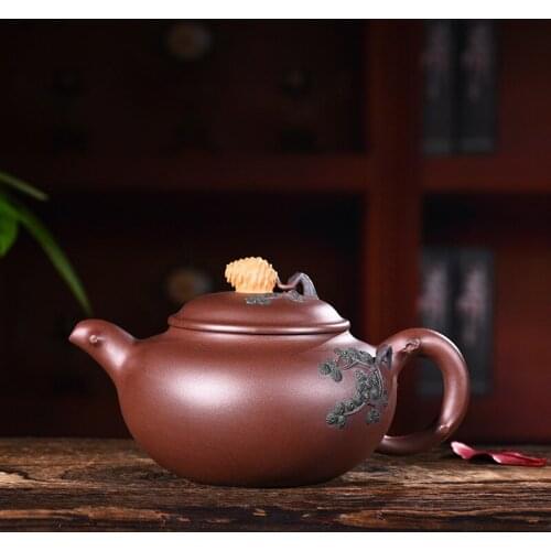 400ml Genuine Yixing Zisha Tea Pot Famous Handmade Raw Ore Purple Clay Pine Teapot Kung Fu Tea Kettle Free Shipping