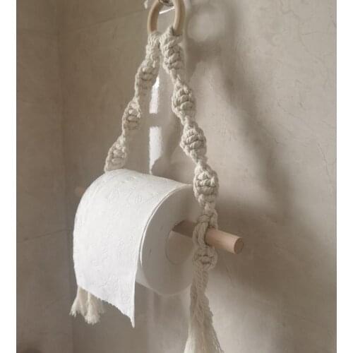 Punch Free Toilet Paper Holder For Hanging Old Bathroom Decoration Supplies Towels Hotel Hemp Rope Toilet Paper Holder