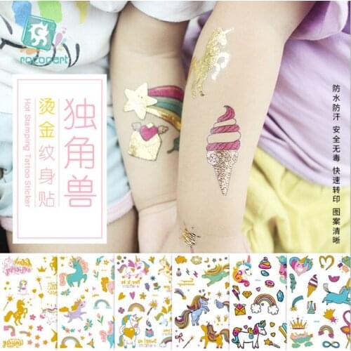 Kids Tattoo Cartoon Unicorn Bronzing Temporary Child Tattoo Sticker Body Tatoo For kids Cute Tattoo Colorful Children Tattoos
