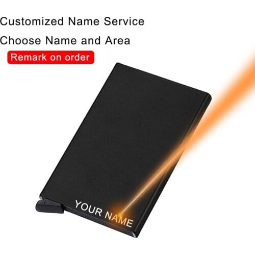 DIENQI RFID Smart Minimalist Wallet Men Card Holder Slim Thin Metal Wallet Black Laser Engraver Mini Designer Walet for Men 2020