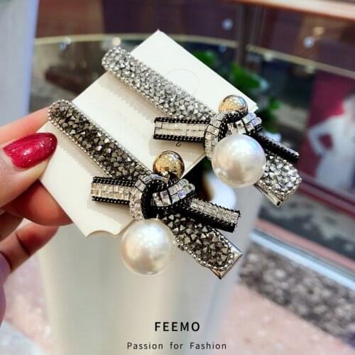 Girl Pearl Crystal Hair Clips Temperament Full Diamond Rhinestone Pearl Elegant Barrettes Hairgrips Women Hair Accessories