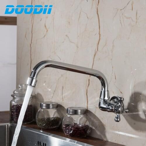 Doodii 360 degree rotating wall-mounted kitchen sink brass boutique induction faucet high quality chrome-plated kitchen faucet