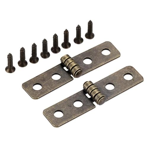 DRELD 2Pcs Antique Bronze Cabinet Door Luggage Rectangle Hinge 4 Holes Drawer Furniture Decorative Hinge For Jewelry Box 58*13mm