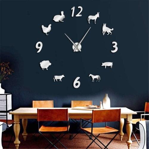 Woodland Animals DIY Giant Wall Clock Kid Room Decorative Frameless Wall Watch Forest Farm House Wall Decor Animal Lover Gift