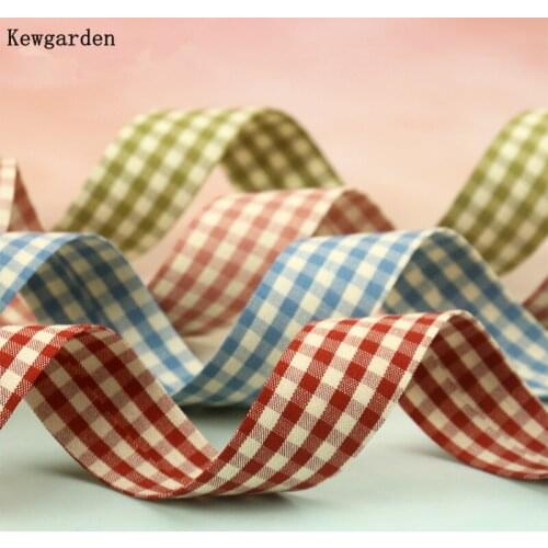 Kewgarden 1" 25mm 10mm Plaid Fabric Layering Cloth Ribbon Handmade Tape DIY Hairbow Corsage Accessories Riband Webbing 10 Meters