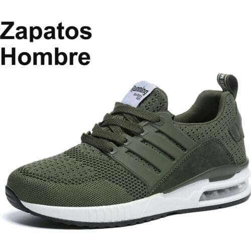 Professional Air Cushion Mesh Breathable Running Shoes Army Green Spring Autumn Walking Shoes Men Women Sneakers Size 36-45