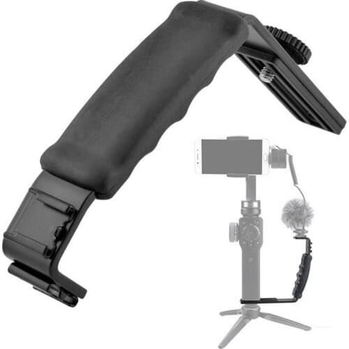 L Mic Stand With 2 Hot Shoe for Zhiyun Smooth Q 4 Stabilizer/Feiyu Gimbal/ By-MM1 Microphone/Video Light Stand/For iPhone 7