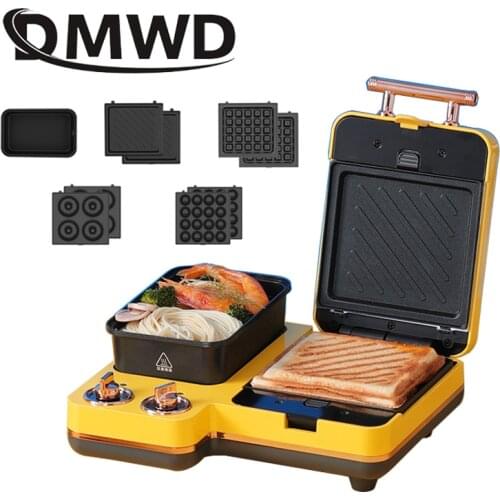 Multifunction Breakfast Bread Baking Machine 2 Slices Electric Toaster Oven Eggs Boiler Food Steamer Omelette Steak Frying Pan