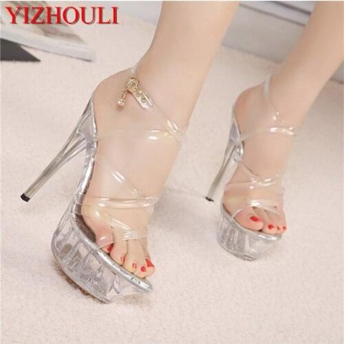 Summer transparent, new sexy shoes high heel womens shoes, height 15 cm high heel dancing shoes