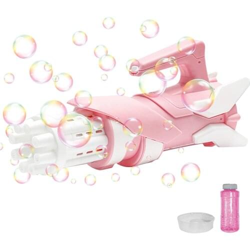 Summer Kid Children Fidget Gatling Bubble Gun Toys Electric Bubble Machine Five Hole Huge Amount Automatic Bubble Machine(50ml)