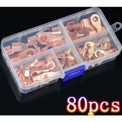 80pcs Copper Battery Cable Connector Terminal OT-3A OT-10A OT-20A OT-40A OT-60A Open Lugs Wire Terminals Mayitr
