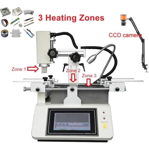 3400W Hot air mobile rework station repair system mobile repair station 5200 3 zones soldering with Microscope CCD Camera