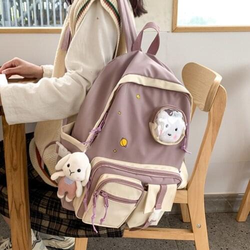 ALLKACI Fashion Women Backpack Cute Nylon Student Schoolbag Kawaii Ladies Large Capacity Laptop Bagpack Girl Bookbag Mochila 50