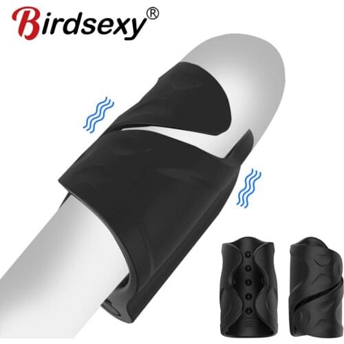 Male Masturbator Penis Pump Vibrator Adult Endurance Exercise Artificial Vagina 10 Speed Penis Delay Trainer Sex Toys for Men