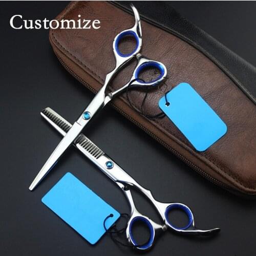 Customize Classic 6 inch japan 6cr steel hair cut scissors set cutting barber tools makas thinning shears hairdressing scissors