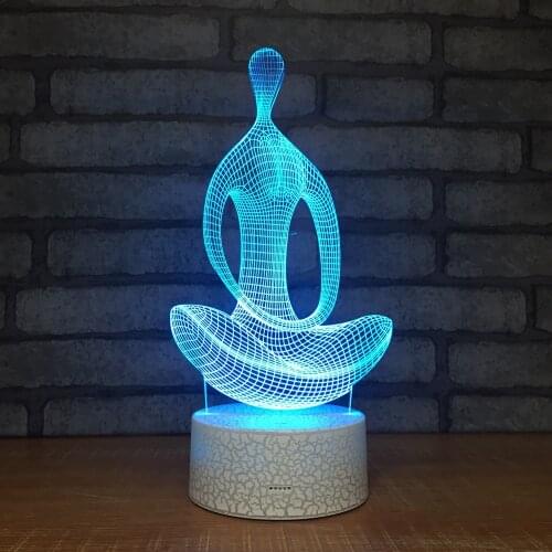Yoga Novelty 7 color change Led Usb Night Light Explosion Crack 3d Night Lamp Creative Touch Table 3d Lamp