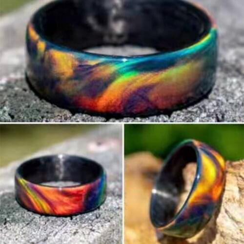 New Unique Rainbow Colorful Resin Acrylic Geometric Round Finger Rings For Women Simple Glitter Shiny Starry Galaxy Ring Jewelry