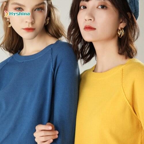 New Round Neck Knitted Pullover Womens Loose Bottomed Sweater for Autumn and Winter 2020