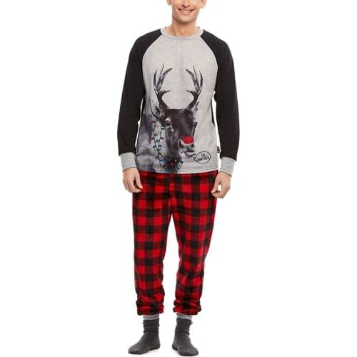 Matching Family Pajamas Christmas Oh Deer 2pc Pajama Set for Family Long-Sleeve Top and Pants Sleepwear Set for Kids and Adults