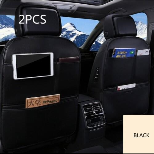 2PCS PU Leather Car Seat Back Protector Storage Bag Organizer Stowing Tidying Car Seatback Orgnizer with Tablet Holder for Kid