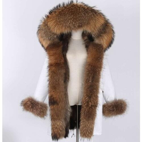 Real Fur Coat Winter Jacket Parka Thick Streetwear Outwear Raccoon Fur Collar Fox Fur Natural Liner Warm Waterproof Women Hooded